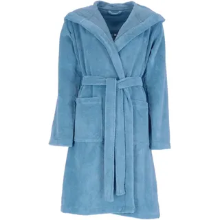 bugatti Damenbademantel Romina, ideal für Sauna & Spa, Hotelbademantel, Morgenmantel, Kurzform, Microfaser, Kapuze, Gürtel, mit Logostickerei blau L