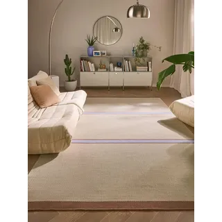 benuta Wollteppich Livio, rechteckig, Höhe: 5 mm, Kunstfaser, Berber, Ethno-Style, Wohnzimmer beige|blau 120 cm x 170 cm x 5 mm