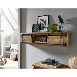 Wandregal Wandboard 130cm Mango Holz massiv & Eisen schwarz NEU OVP!!!