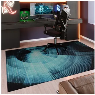 Wecon home Teppich Cyber Swirl, rechteckig, Höhe: 5 mm, Gamer Teppich, gewebt, Cyberpunk, robust, Gaming Room, rutschfest blau 160 cm x 230 cm x 5 mm
