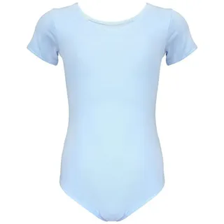 Aquarti Mädchen Kurzarm Ballettanzug Einfarbig, Farbe: Hellblau, Kinder Größe: 116 - 116