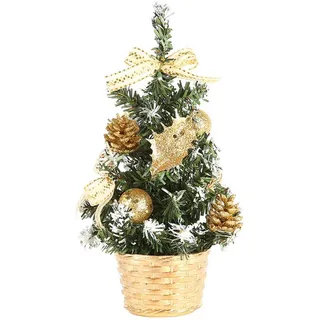 Lhbfcy Klein Mini Tischbaum Künstlicher Weihnachtsbaum Geschmückter Weihnachtsbaum Wohnaccessoires Bäume Geeignet Für Weihnachtsdekoration,Valentinstag,Halloween,Zuhause Und Im Büro 25cm/9.8in(Golden)