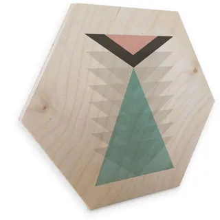 Holzbild WALL-ART "Geometrische Deko pink Dreieck" Bilder Gr. B/H/T: 55 cm x 1 cm x 47 cm, 1 St., weiß (birke) Holzbilder vintage Holzschild