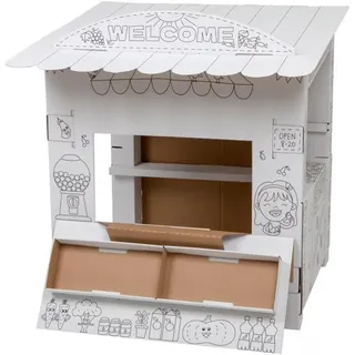 Adam Toys Tektorado - Spielhaus aus Pappe für Kinder - Kinderspielhaus aus Karton zum Bemalen und Spielen - für Outdoor & Indoor - für Kinder ab 3 Jahren - Kaufladen