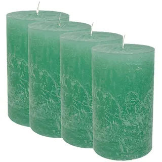 Candelo Stumpenkerze Rustik Stumpenkerzen Mint 4er Set – Kerzen 12cm 54h für Adventskranz grün