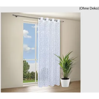 Ösenschal Pascal (235x140 cm), Weiß, Gemustert, Grau, Transparent, Gardine, Ösenvorhang