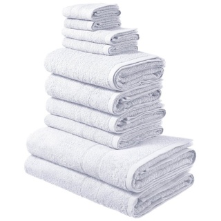 my home Handtuch Set »Inga«, Walkfrottee, (Set, 10-tlg), Handtücher mit feiner Bordüre, Handtuchset aus 100% Baumwolle weiß