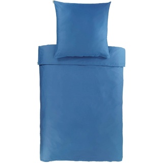 Bassetti Uni Bettwäsche aus 100% Baumwollsatin in der Farbe Oltremare 1343, Maße: 200x200 cm - 9256173, Blau