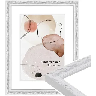 WANDStyle Bilderrahmen 28x35 Vintage, Bilderrahmen Weiß Holz, hochwertiger Holzbilderrahmen Antik, Posterrahmen zum Aufhängen, Rahmen 35x28 cm, Fotorahmen H530 - Made in Germany