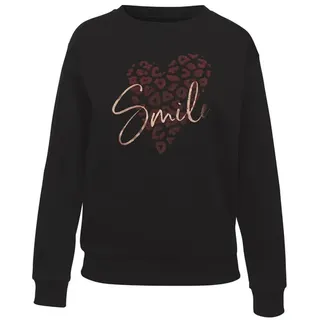 LASCANA Sweatshirt mit Herz-Leo-Druck schwarz 44/46
