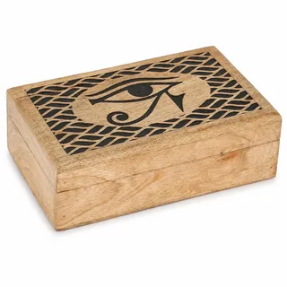 Ajuny Handgeschnitzte Dekorative Schmuckschatulle aus Holz DesignAuge der Wahrheit Vintage Mehrzweck Schatztruhe Andenken Halsketten Uhrenboxen Ideal für Geschenke 8x5 Zoll