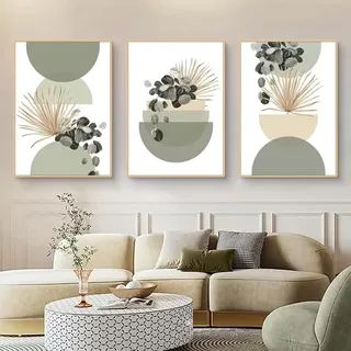 Poster 3teilig Boho Grüne Pflanze Wohnzimmer B 50x70cm