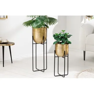 riess-ambiente Übertopf UNIT 70/50cm gold / schwarz (Set, 2 St), Wohnzimmer · Vase · für Pflanzen · Metall · mit Gestell · Handarbeit goldfarben