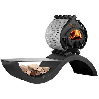 Kanuk Kaminofen Kanuk® Original 7 kW - Spot Edelstahl - Gestell Wave, 6,7 kW schwarz