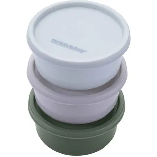 Fackelmann Snacking-Boxen 3-teiliges Set Beige/Grün/Blau Ø8 cm