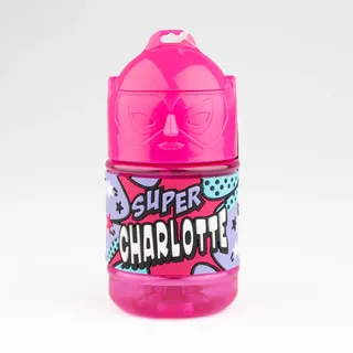 Personalisierte Kindertrinkflasche mit Strohhalm - Super Charlotte