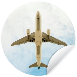 MuchoWow Wandsticker Ansicht eines Flugzeugs von unten (1 St), Tapetensticker, Wandbild rund, Kinderzimmer, Wohnzimmer, Einteilig bunt 50 cm x 50 cm x 0.1 cm