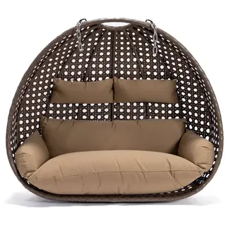 HOME DELUXE Hängesessel Polyrattan Hängesessel TWIN - Korb + Kissen (Set, 2-St., Korb und Kissen), gefederte Aufhängung braun