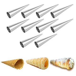 GMMH 10 St Cannoli Schillerlockenform aus Edelstahl (Kegel), Backform für Schaumrollen Hörnchen Sahnerollen Cremerollen Trubotschki Schillerlocken zum Backen