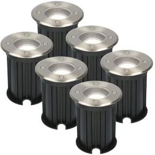 HOFTRONIC - 6er Maisy Terrassen Einbaustrahler GU10 Edelstahl Rund 4 Watt 345 Lumen Boden Licht 6500K Extra Kaltweiß LED Einbauleuchte IP67 Wasserdicht - Dimmbarer Bodeneinbauleuchte außen