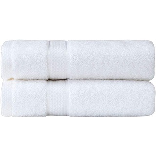 Komfortec Badetuch 2er Set | 70x140 cm Badetücher aus 100% Baumwolle | Frottee Badehandtuch | Leicht & Weich Duschtuch | Weiß
