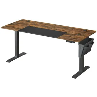 Songmics Höhenverstellbarer Schreibtisch 160 x 60 cm Vintagebraun/Mattschwarz