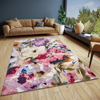 HANSE HOME Teppich Atika, rechteckig, Höhe: 5 mm, Floral, Kurzflor, pflegeleicht, Anti-Slip, Glanz, Wohnzimmer bunt 120 cm x 180 cm x 5 mm