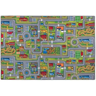 Snapstyle Kinder Spiel Strassenteppich 160 x 240 cm Grau/Grün