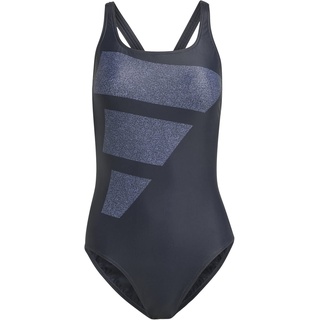 Adidas Damen Swimsuit Big Bars Suit, Black/Silver Violet/White, HR4381, 48