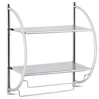 Décoshop26 - Wandregal verchromtes Metallregal 45 x 25,5 x 55 cm mit 2 Ablagen und 2 Stangen 20_0000602