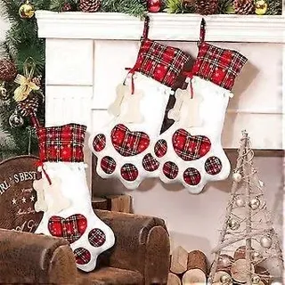 Weihnachtsstrumpf Mit Tiermotiv, Weicher, Bequemer Stoff Mit Niedlichen Hundeknochen, Geeignet Für Weihnachtsfeiern (rot, 45,7 X 27,9 Cm)