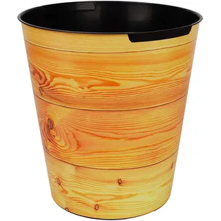 alles-meine.de GmbH Papierkorb/Behälter - Holz - Holzoptik & Holzbretter - 10 Liter - wasserdicht - aus Kunststoff - Ø 28 cm - großer Mülleimer/Eimer - Abfalleimer - Aufbewah..