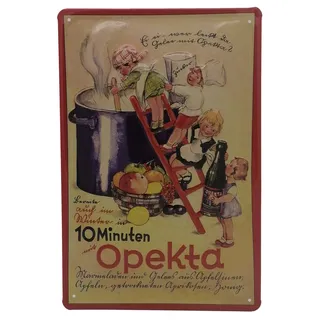 Retro Werbung Blechschild passend für Opekta Marmelade Fans - hochwertig geprägtes Küchenschild, Blechschild, Türschild, Wandschild, Dekoration 30 x 20 cm