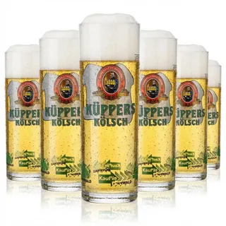 6x Küppers Kölsch Bier Glas 0,2l Kölschglas/Stange "Interessengemeinschaft" - Transparent