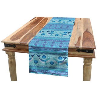 Abakuhaus Tischläufer Esszimmer Küche Rechteckiger Dekorativer Tischläufer, Wal Oceanic Maritime blau|lila 40 cm x 300 cm