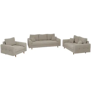 S-Style Couch Boucle 3-Sitzer + 2-Sitzer + Sessel Beige