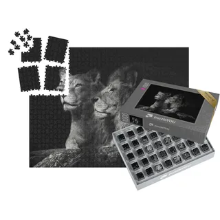 puzzleYOU: SMART Sorted® | Puzzle 1000 Teile leicht gemacht „EIN Löwenpaar“ – aus der Puzzle-Kollektion Löwen, Tiere in Savanne & Wüste