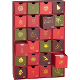 Brubaker Adventskalender zum Befüllen 2026 Rot/Grün/Gold 39 cm
