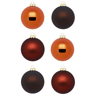 Inge Glas Weihnachtskugeln | Schöne Christbaumkugeln aus Glas | 30 Kugeln in Karton-Box | Christbaumschmuck Weihnachtsbaumschmuck Weihnachtsbaumkugeln (Shiny Chestnut | braun orange)