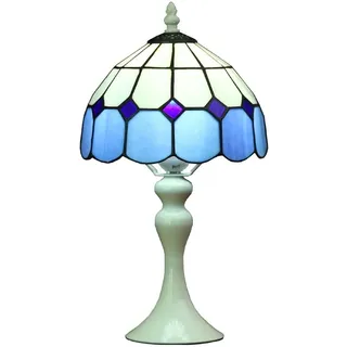 Bieye L30042 Mittelmeer- Buntglas-Tischlampe im Tiffany-Stil für Bett und Wohnzimmer, 38cm groß