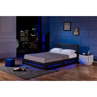 Home Deluxe LED Bett ASTEROID mit Matratze - Schwarz, 180 x 200 cm, ,mit Matratze