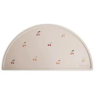 Mushie Platzset Platzdeckchen Cherries, Silikon, BPA-frei, Phthalaten-frei, Tischset, Tischunterlage, Beige beige