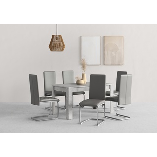 Essgruppe »Nitro«, (Set, 7 tlg.), Tisch - Breite 140 cm + 6 Stühle, Beton-Optik/grau, , 14606152-0 B: 140 cm