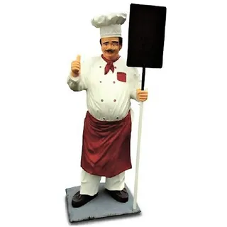 XXL Chef Koch mit Tafel 180cm lebensgross Garten Deko Figur Gastrofigur Restaurant inkl. Spedition