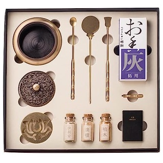 Räucherwerkzeremonie Set Toolkit für chinesische Räuchern Zeremonie Werkzeuge zum Räuchern von Sandelholzpulver Räucherbesteck mit (Räucherbox Gold)