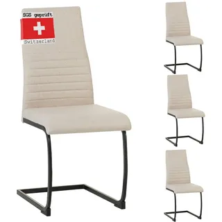 Albatros International Freischwinger Freischwinger Turano 4er Set Beige Modernes Design Stoff, Modernem Design Stoff-Bezug Dicke Polsterung Küchenstuhl Polster beige
