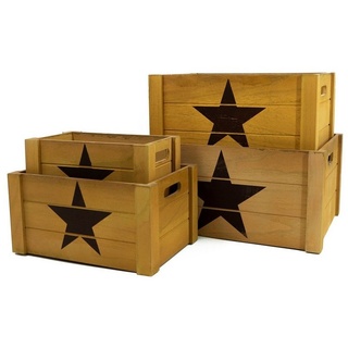 HTI-Living Aufbewahrungsbox Holzkisten-Set 4 Größen (4 St., 4 Holzkisten) braun