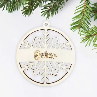 Weihnachtsbaumkugel aus natürlichem Birkensperrholz mit Wunschnamen - Personalisierte Weihnachtskugel, Weihnachtsbaumschmuck, Weihnachtsdeko aus Holz - schöne Geschenk-Idee zu Weihnachten (Style 11)
