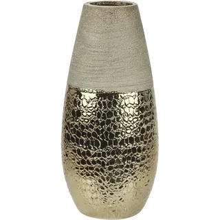 I.GE.A. Dekovase I.GE.A. "Blumenvase", braun, B:14cm H:31cm, Keramik, Vasen, Dekovase Zylindervase silber weiß glänzend Blumenvase Modern Tischvase