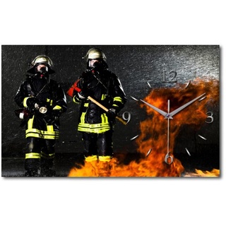 Kreative Feder Designer Wanduhr „Feuerwehr“ - leise Funkuhr Größe 50x30cm schwarz-rot in modernem Design WAG157FL